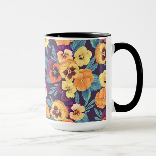 Taza Pansies en violeta de ciruela (Derecha)