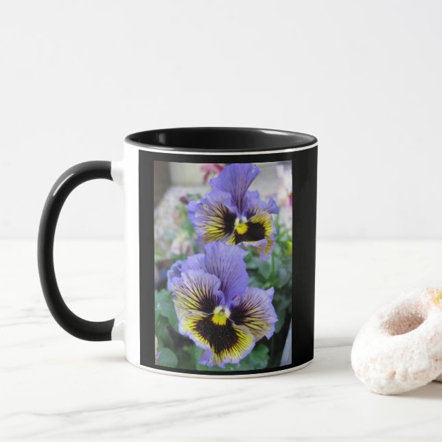 Taza Pansies morados grandes Mug 11 oz (Con donut)