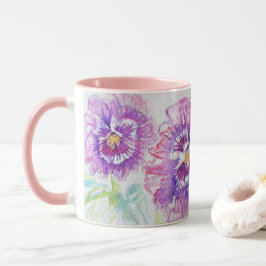 Taza Pansy Flowers Mamá Hija Mug