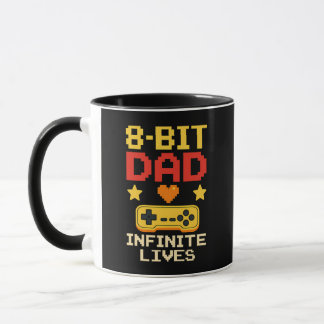 Taza Papá de 8 bits con vidas infinitas