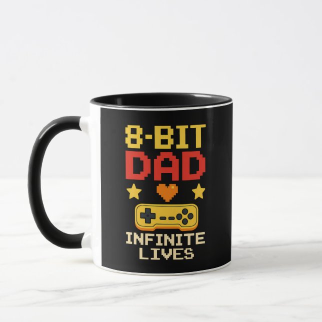 Taza Papá de 8 bits con vidas infinitas (Izquierda)