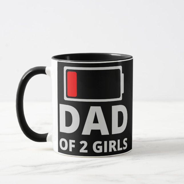 Taza Papá de dos Chicas Día del Padre o Cumpleaños dive (Izquierda)