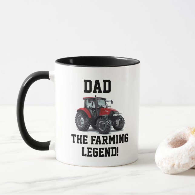 Taza Papá el equipo divertido de la leyenda agrícola Re (Con donut)