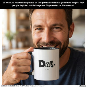 Taza Papá Estableció Año Personalizado Moderno y Negrit