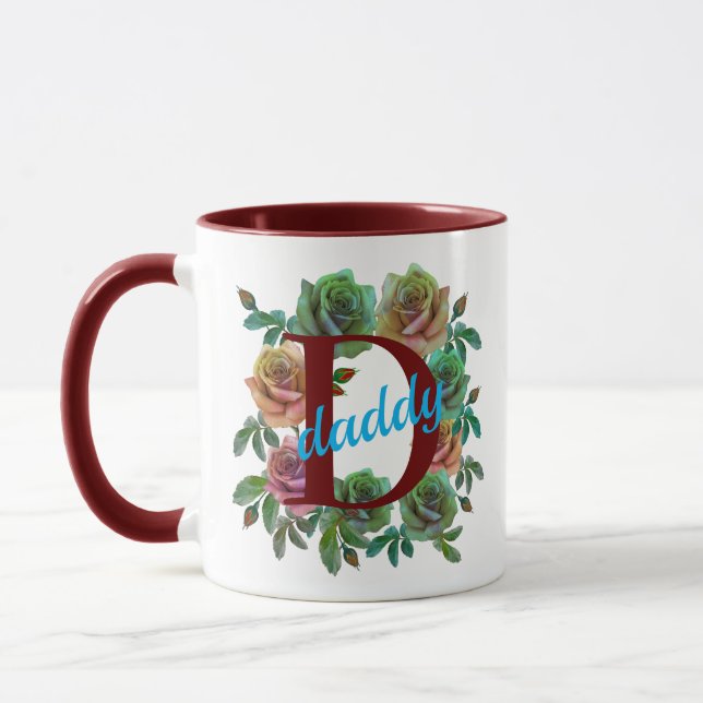 TAZA PAPÁ FLORAL LETRA PERSONALIZADA (Izquierda)
