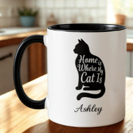 Taza Papá Gato El Hogar Es Donde Está Mi Gato Silueta