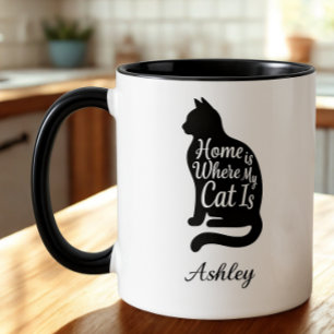 Taza Papá Gato El Hogar Es Donde Está Mi Gato Silueta