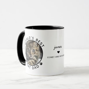 Taza Papá Gato Más Divertido Dos Fotos Tipografía Moder