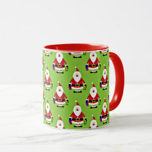 Taza Papá Noel colorido, recorte rojo,