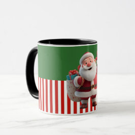 Taza Papá Noel de dibujos animados agitando con alegría