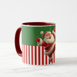 Taza Papá Noel de dibujos animados bailando con alegría