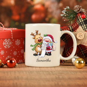 Taza Papá Noel de la época con Navidades de renos