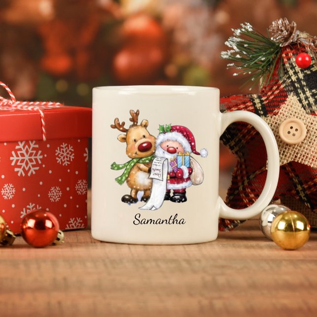 Taza Papá Noel de la época con Navidades de renos (Subido por el creador)