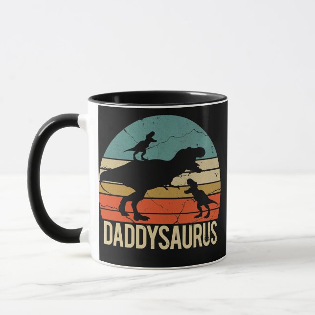 Taza Papá Noel Dinosaurio Daddysaurus 2 Dos Niños Padre (Izquierda)