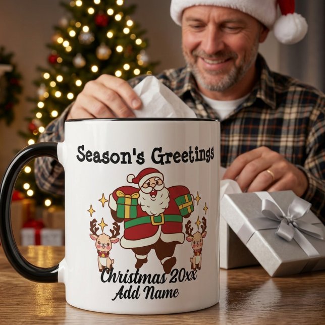 Taza Papá Noel Divertido Rojo y Dorado Personalizable (Subido por el creador)