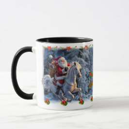 Taza Papá Noel en un Caballo en un Café de Cerámica 