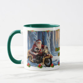 Taza Papá Noel en una Motocicleta en un Café Cerámico