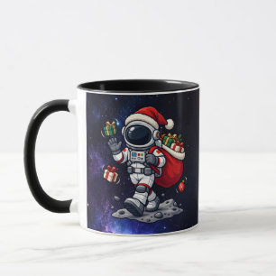 Taza Papá Noel Espacial de Navidad con Regalos Flotante