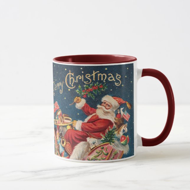 Taza Papá Noel Patriótico Pequeño Feliz Navidad (Derecha)