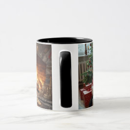 Taza Papá Noel poniendo regalos debajo del árbol
