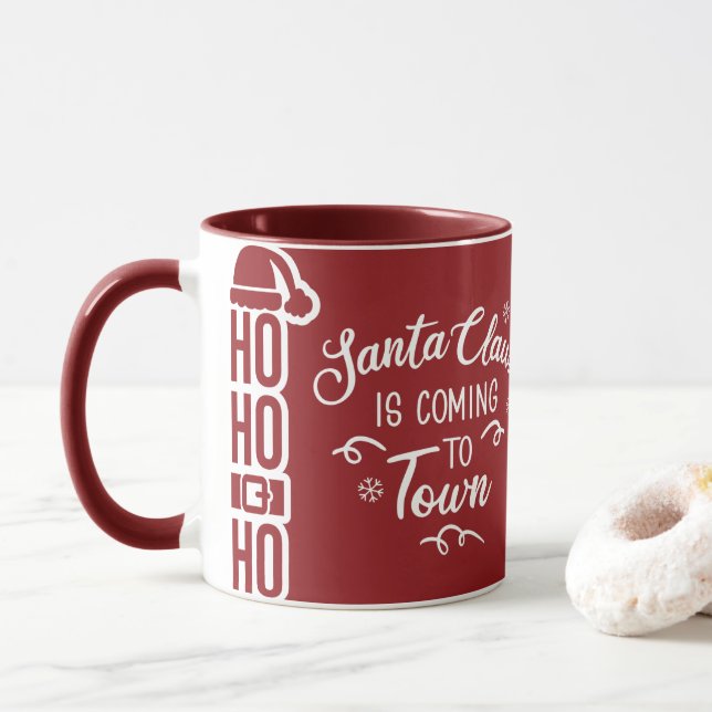 Taza Papá Noel se acerca a los Navidades rojos (Con donut)