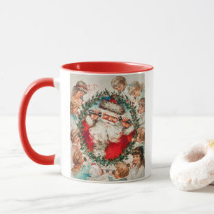 Taza Papá Noel victoriano en el teléfono con niños