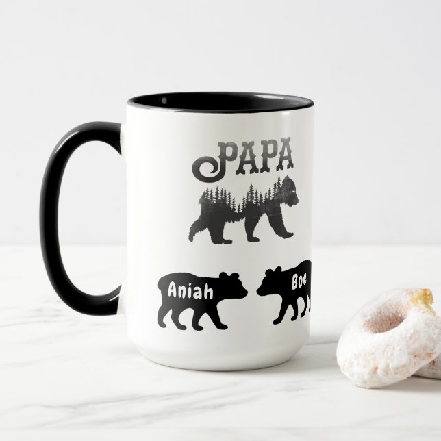 Taza Papa Oso y cachorros tazón (Con donut)