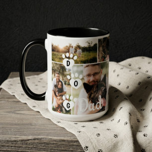 Taza Papá Perro Collage de Fotos de Mascotas Minimalist