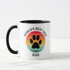 Taza Papá Perro Mejor del Mundo Huella Retro Atardecer