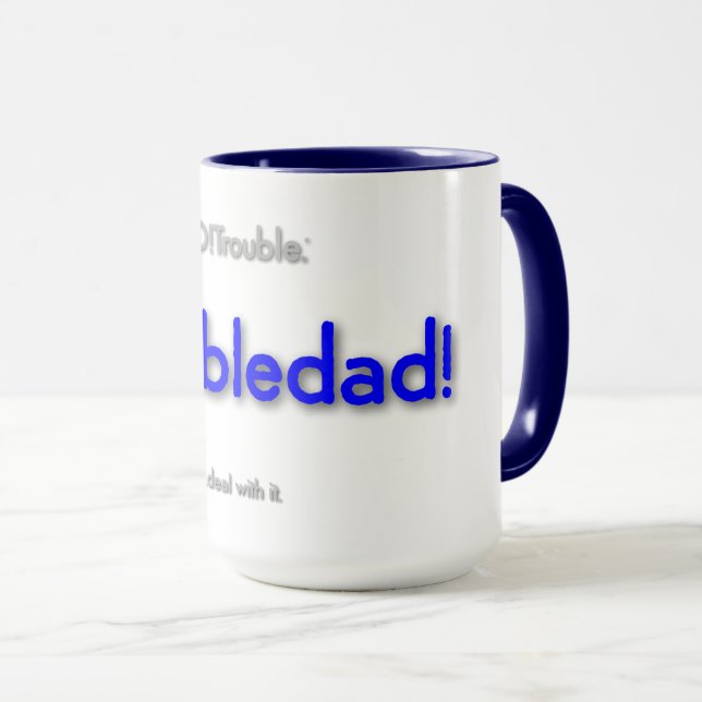 Taza ¡papá preocupado! - azul sobre blanco (Anverso derecho)