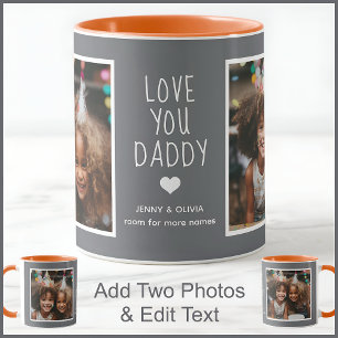 Taza Papá te ama 2 fotos modernas del gris medio C19