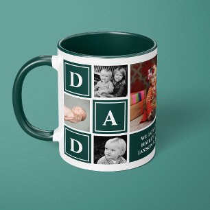 Taza Papá Te Amamos Hunter Verde Colaje de Fotos Person
