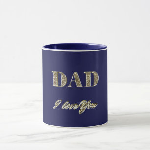 Taza Papá te amo la tipografía de las espumas de oro