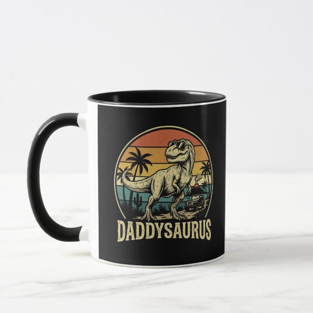 Taza Papa Trex Dinosaurio Daddysaurus Retro Día del Pad (Izquierda)