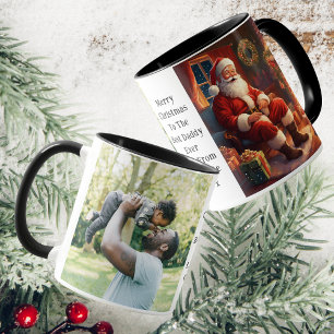 Taza Papá Y La Hija Foto Santa Sentada Cerca Del Fuego