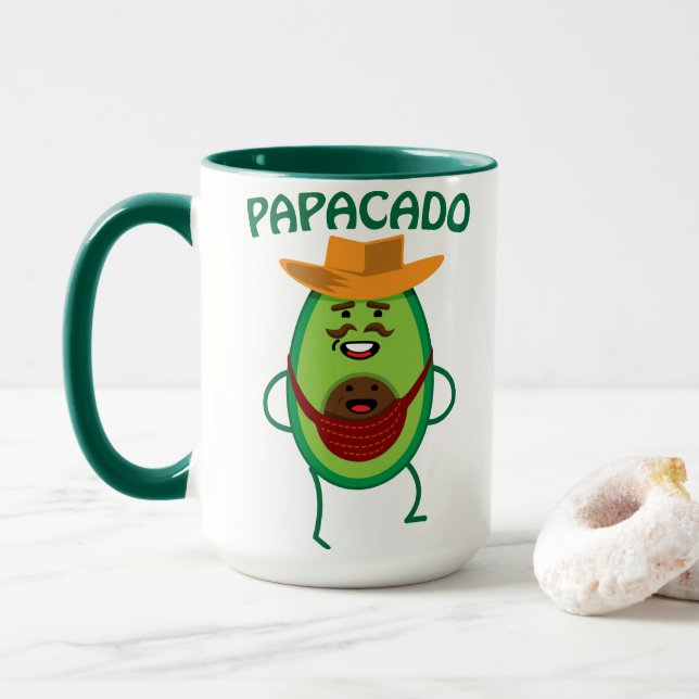 Taza Papacado papá aguacate cuajo bebé gracioso papá (Con donut)