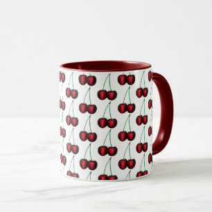 Taza Papel de cerezas maduras de verano de cerezo rojo