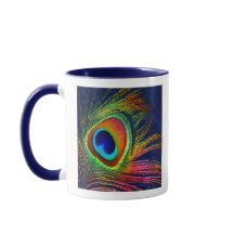 Papel de pavo real colorido Imprimir café Mug