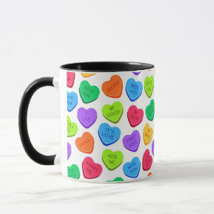 Taza Papel de regalo con patrón de corazones de dulces