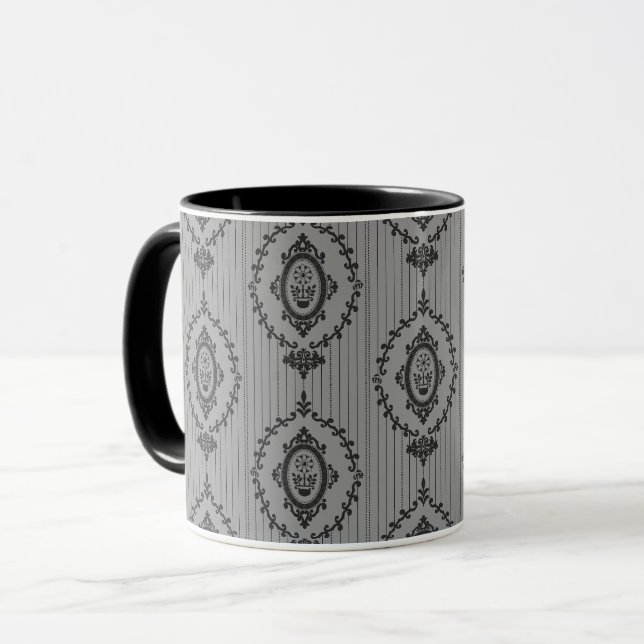 Taza Papel pintado barroco en gris (Anverso izquierdo)