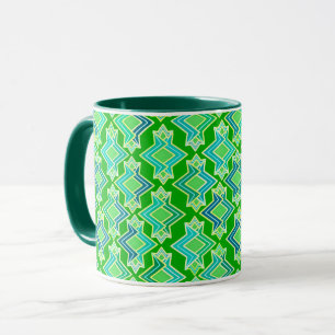 Taza Papel pintado con patrón Art Déco, verde jade