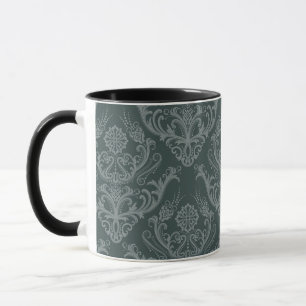 Taza Papel pintado floral verde de lujo del damasco