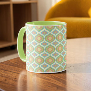 Taza Papel pintado geométrico pastel retro de los 70