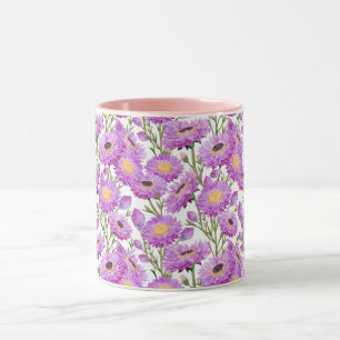 Taza Papel púrpura daisita floraciones florales
