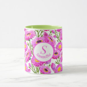 Taza Papel rosa personalizado disimula los flores