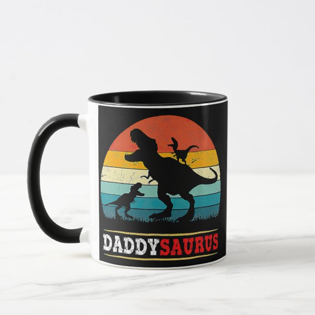 Taza Papi Dinosaurio Daddysaurus 2 niños Día del Padre (Izquierda)