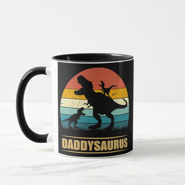 Taza Papi Dinosaurio Daddysaurus 2 niños Día del Padre (Izquierda)