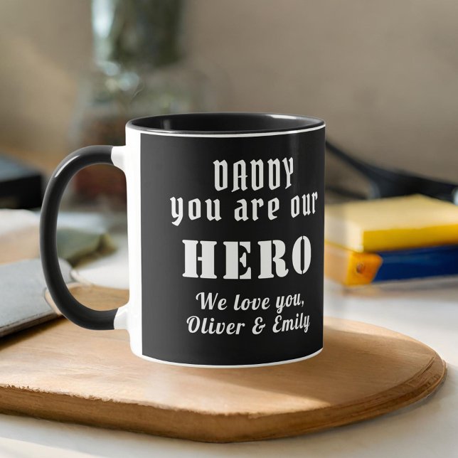 Taza Papi eres nuestro héroe Padre Familia Negro (Subido por el creador)