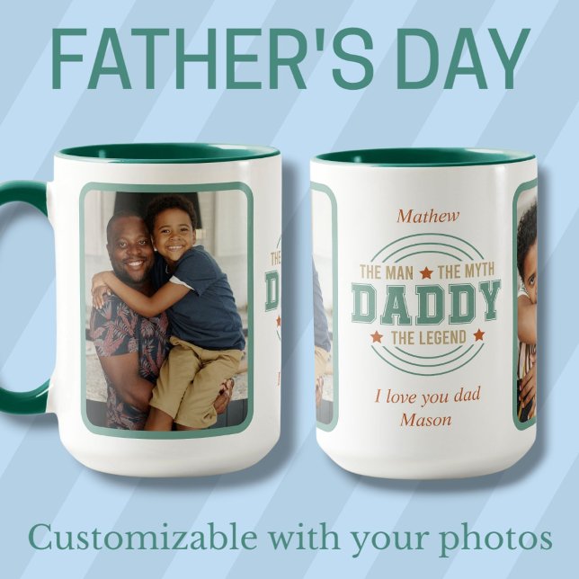 Taza Papi, la leyenda personalizado fotos del Día del P (Daddy, the legend custom photos Father's Day Mug)