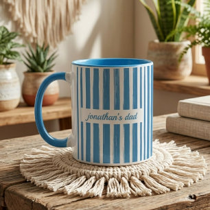 Taza Papi   Rayas azules personalizadas Revelación de b